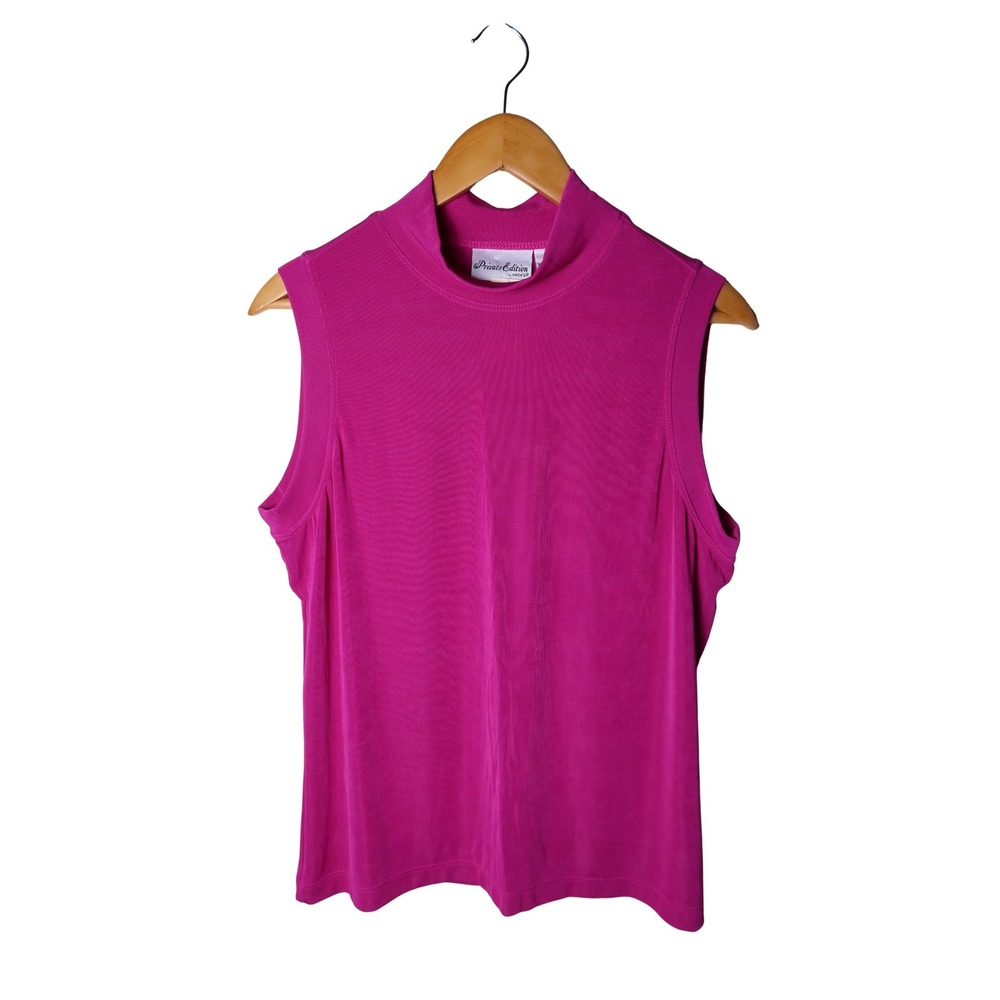 NWT Chico's Private Edition XL Pink Mock Neck Sleeveless Stretch Top